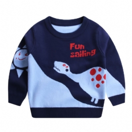 Pojkar Dinosaur Stickad Pullover Tröja Varma Barnkläder För Vintern