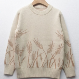 Pojkar Ears Of Wheat Print Tröja Rundhalsad Långärmad Stickad Pullover Barnkläder