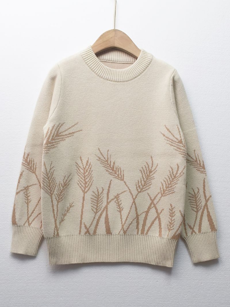 Pojkar Ears Of Wheat Print Tröja Rundhalsad Långärmad Stickad Pullover Barnkläder