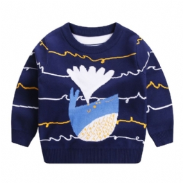 Pojkar Randig Whale Stickad Pullover Tröja Barnkläder För Vintern