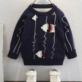 Pojkar Shark Print Knit Sweater
