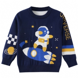Pojkar Tecknad Stickad Tröja Barnkläder Space Astronaut Mönster