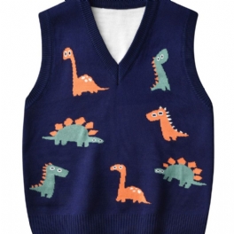 Tröja För Barn Tecknad Dinosaur Pojkar Stickad Väst Pullover