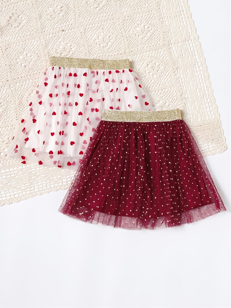 2st Bebis Flickor Kjol Mesh Heart Polka Dot Princess