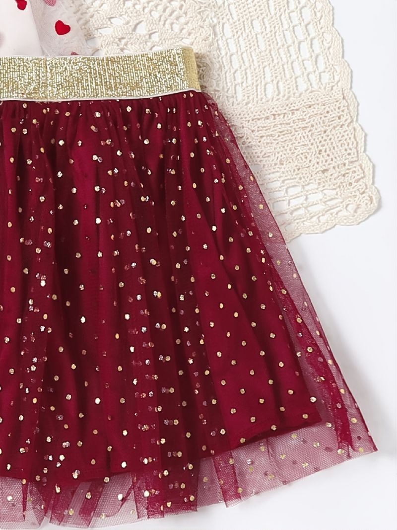 2st Bebis Flickor Kjol Mesh Heart Polka Dot Princess