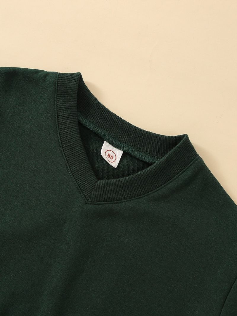 2st Flickor Vintage V-ringad Pullover Sweatshirt & Pläterad Plisserad Kjol För Vintern