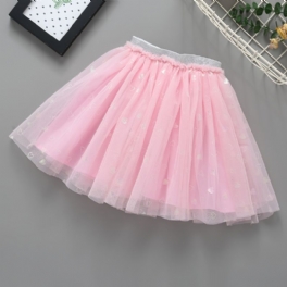 Flickor Princess Heart Print Tulle Tutu Kjol För Party Balett Performance Barnkläder