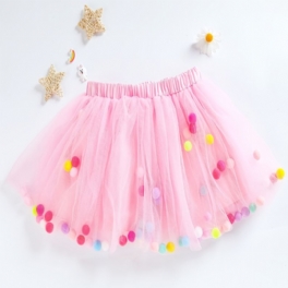 Flickor Princess Pompoms Tutu-kjolar Balettprestanda Mesh-kjol Festklänning Kläder Barnkläder