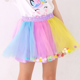 Flickor Princess Rainbow Tutu-kjolar Balett Mesh-kjol Festklänning Kläder Barnkläder