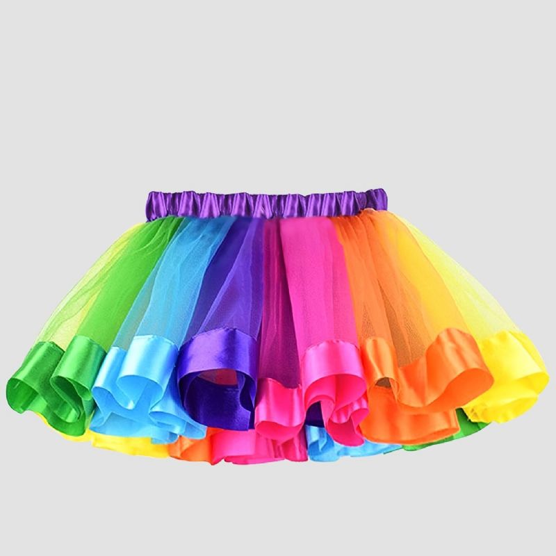 Flickor Prinsessan Rainbow Tutu-kjolar Balett Tyll Danskjol Festklänning Kläder Barnkläder