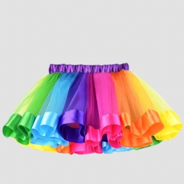 Flickor Prinsessan Rainbow Tutu-kjolar Balett Tyll Danskjol Festklänning Kläder Barnkläder