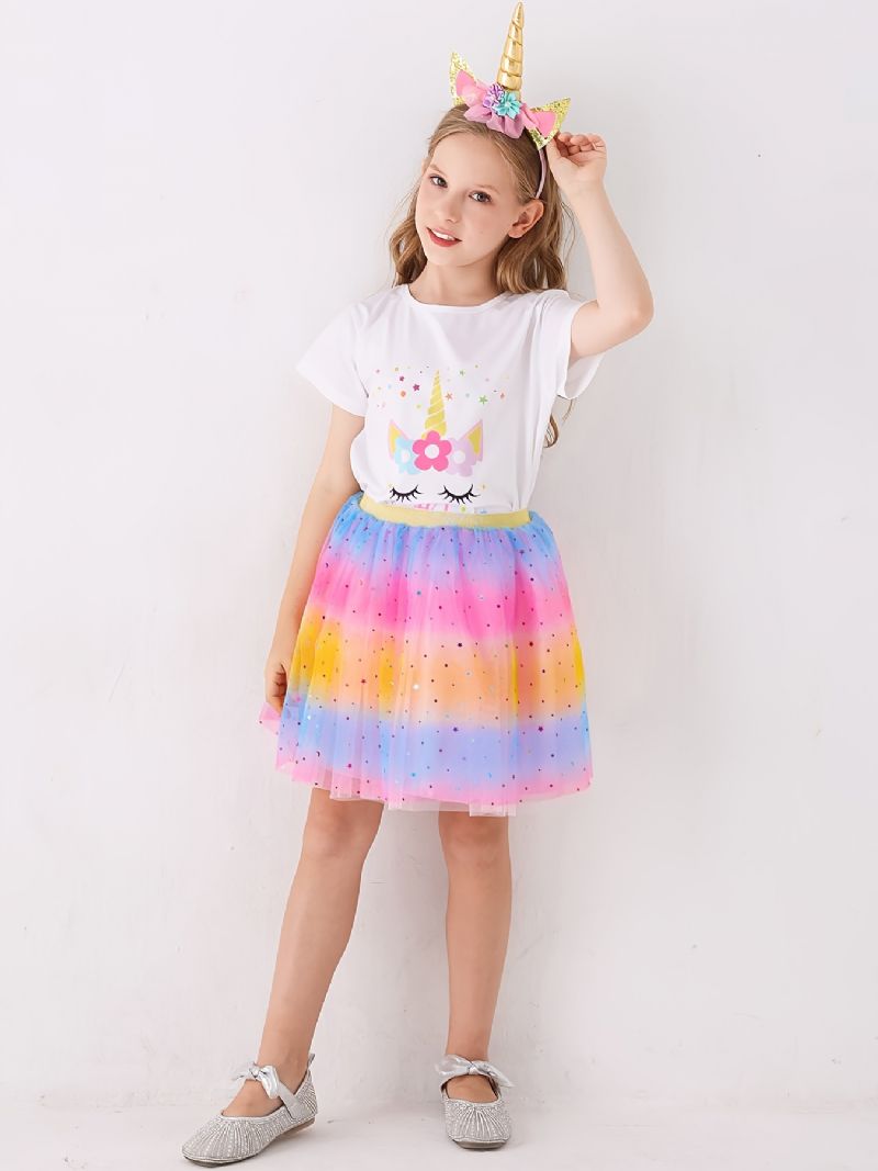 Tutu-kjol För Tjejer Rainbow Star Mesh Kjol Princess Dress