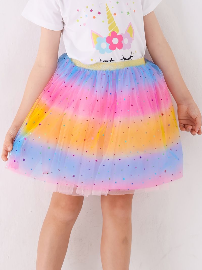 Tutu-kjol För Tjejer Rainbow Star Mesh Kjol Princess Dress