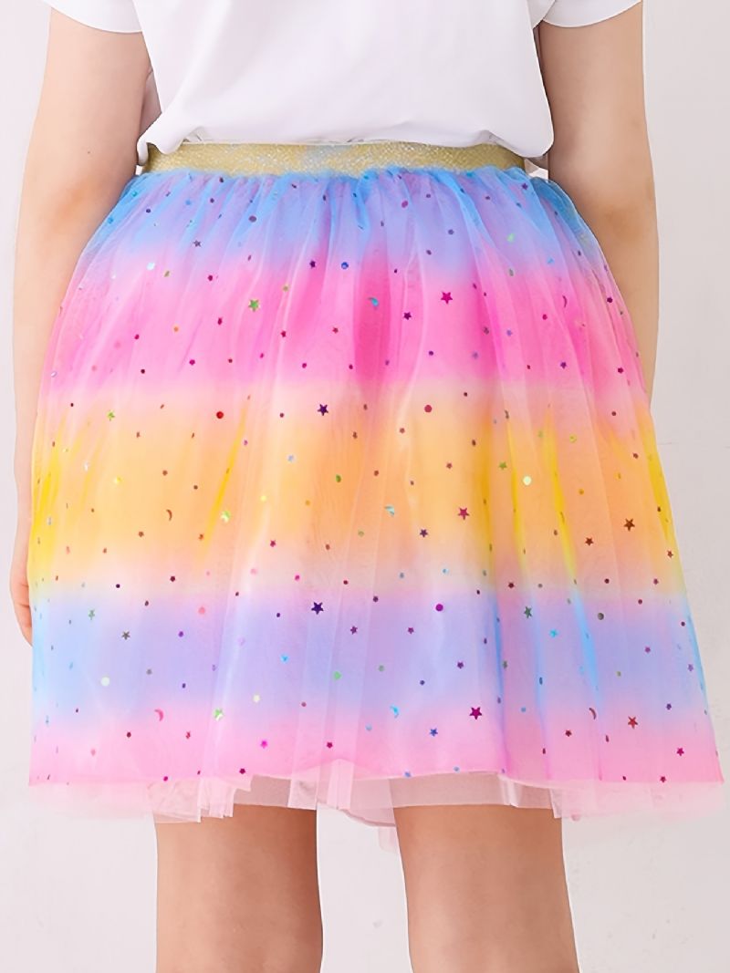 Tutu-kjol För Tjejer Rainbow Star Mesh Kjol Princess Dress