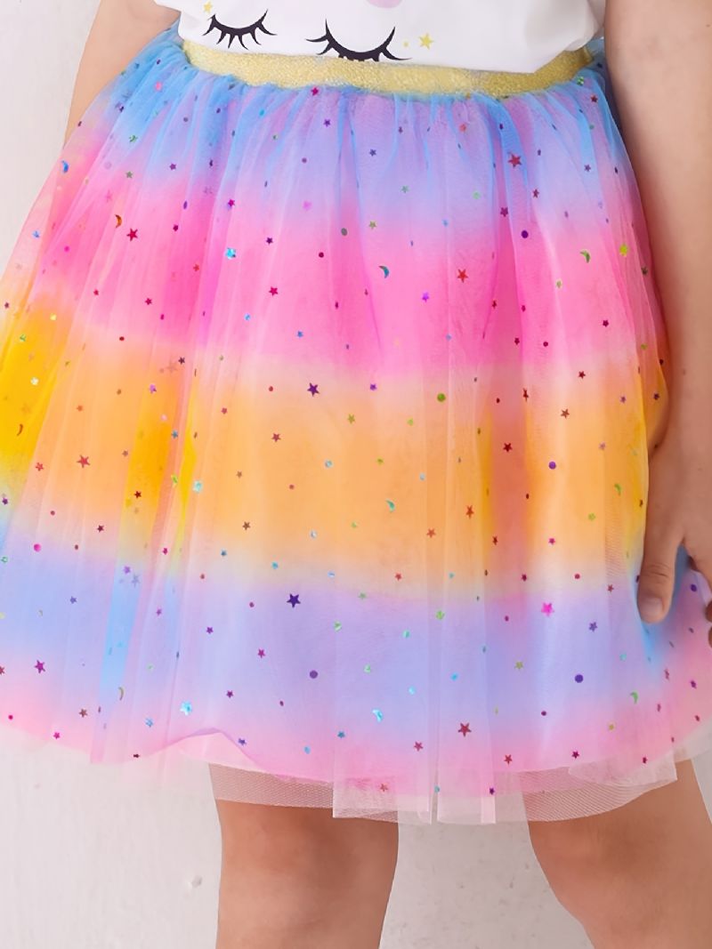 Tutu-kjol För Tjejer Rainbow Star Mesh Kjol Princess Dress