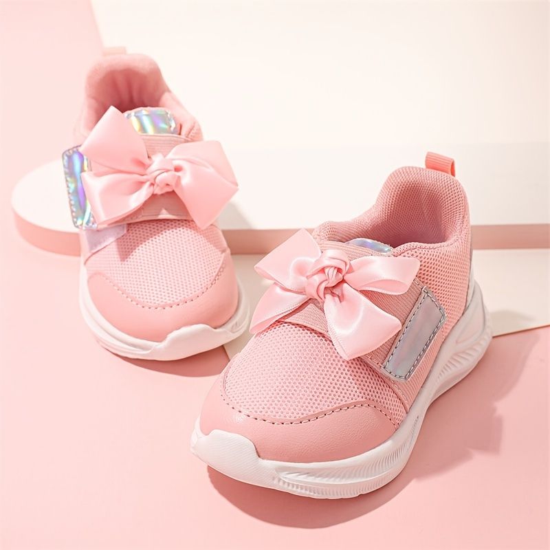 Bowknot Sneakers Med Mjuk Sula För Flickor Lättviktsventilerande Och Halkfria Löparskor Chunky Sneaker