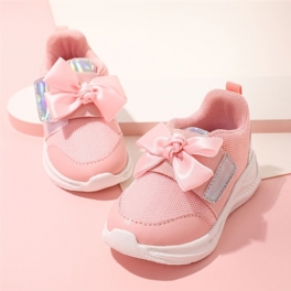 Bowknot Sneakers Med Mjuk Sula För Flickor Lättviktsventilerande Och Halkfria Löparskor Chunky Sneaker