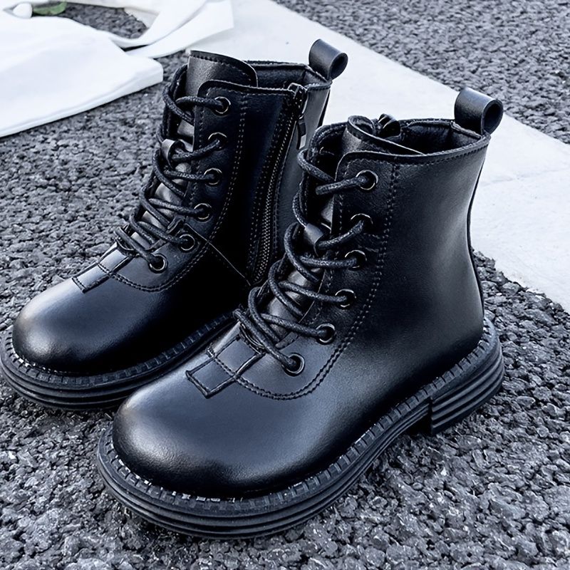 Flickor Elegant Vintage Martin Boots Stövlar Plattform High Top Zip-up Snörning Halkfria För Vinter Utomhus