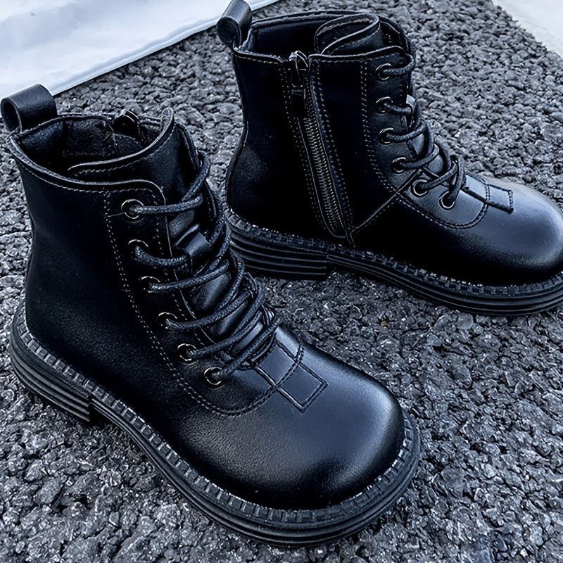 Flickor Elegant Vintage Martin Boots Stövlar Plattform High Top Zip-up Snörning Halkfria För Vinter Utomhus