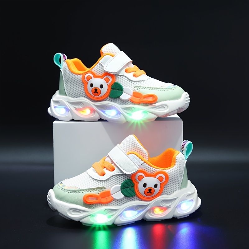 Flickor Led Skor Sneakers Andas Cartoon Bear Sportskor Barn