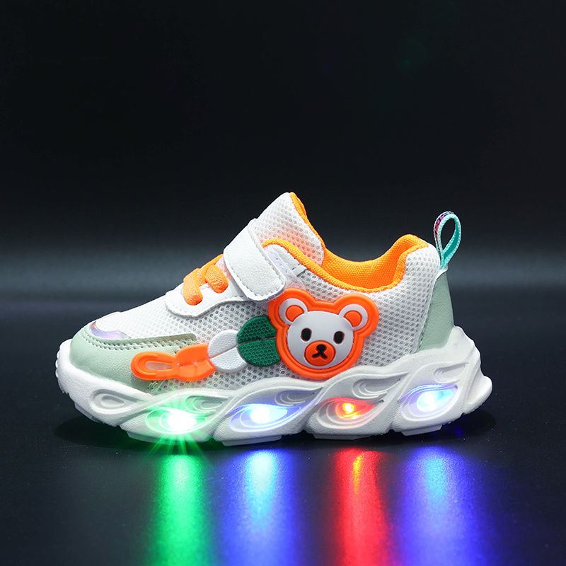 Flickor Led Skor Sneakers Andas Cartoon Bear Sportskor Barn