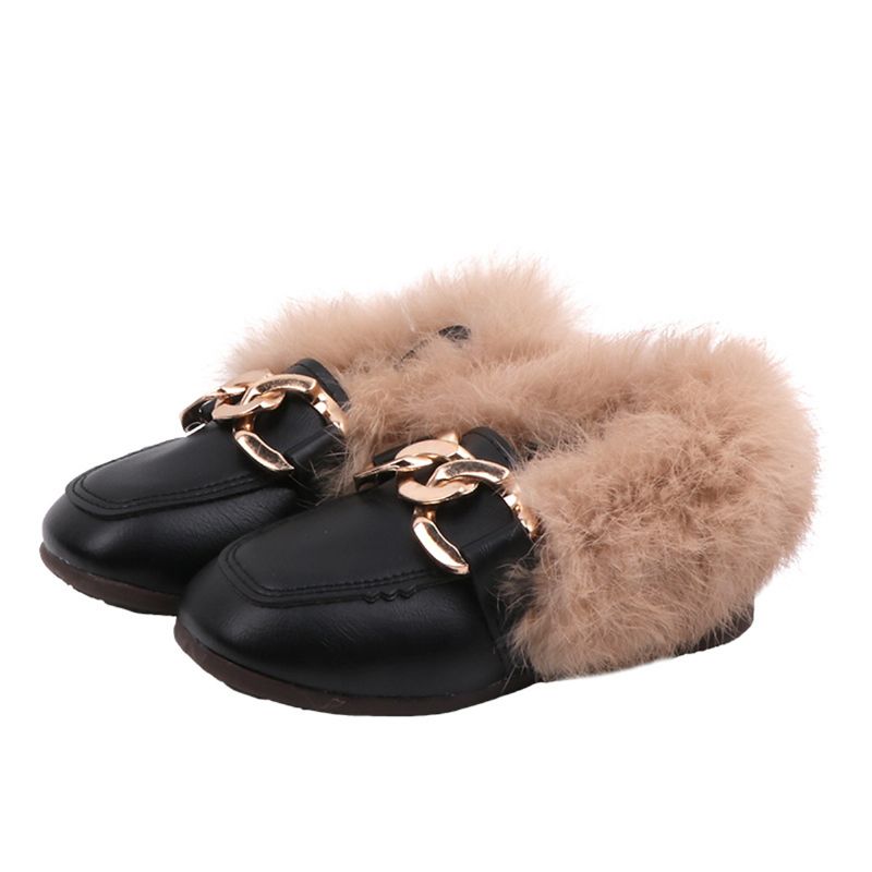 Småbarn Barn Flickor Loafers Mjuksulor Anti-halk Ylleklänning Skor Promenadskor För Vintern