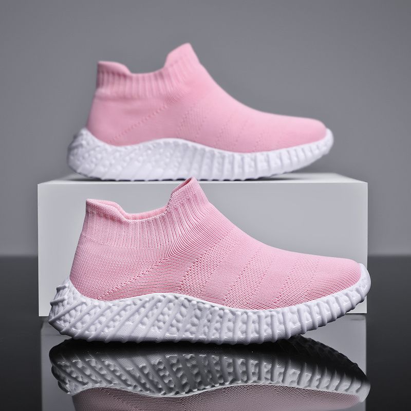 Sneakers Med Mjuk Sula För Flickor Lättviktsventilerande Halkfria Promenadskor Strumpor Skor Fotkläder