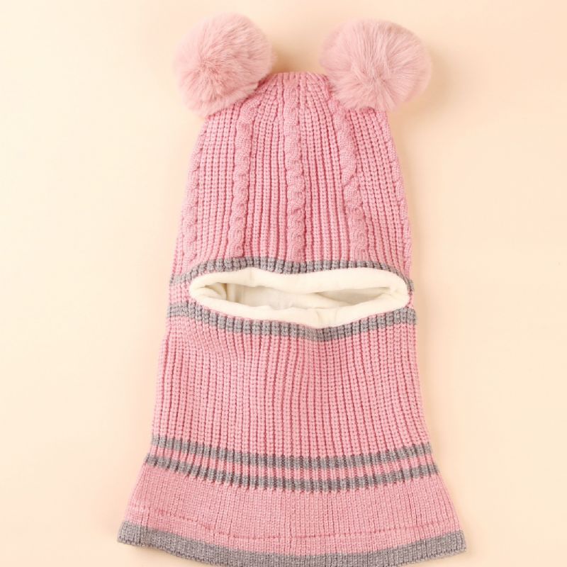 Barn Varm Stickad Mössa Scarf Höst Vinter