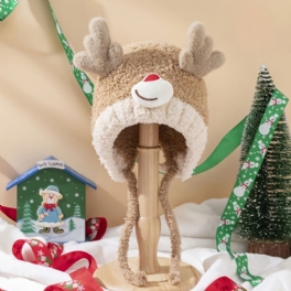 Christmas Cute Antlers Barn Öronskydd Justerbar Stretch Termisk Hatt För Pojkar Flickor