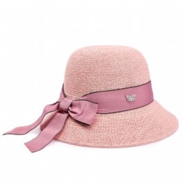 Flickor Halm Solhatt Seaside Vacation Beach Hatt Solskydd Casual Bow Keps Sommar