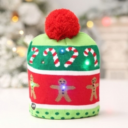Jul Barn Pojkar Hatt Färgglad Led Stickad Lamp Keps Thermal Cap