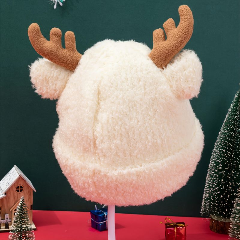Julklappar Till Barn Pojkar Flickor Tredimensionella Horn Djuröron Söt Vit Plysch Förtjockad Jul Höst Vinterhatt