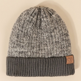 Läderetikett Beanie Skull Keps Ullkeps Utomhusmode Casual Style Hatt För Kvinnor Flickor