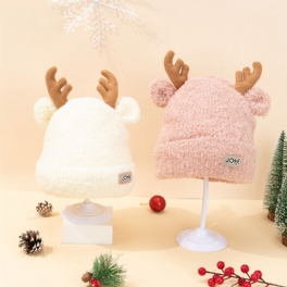 Småbarn Bebis Deer Ear Beanie Stickad Hatt Förtjockad Varm Keps Vinter För Flickor Pojkar