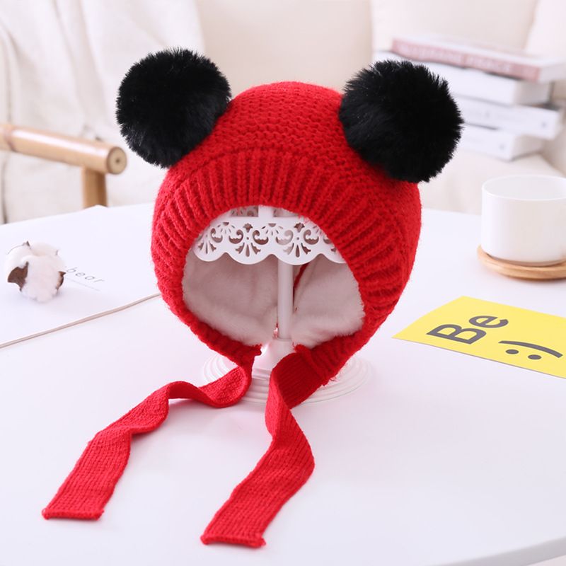 Spädbarn Småbarn Söt Mössa Stickad Hatt Fleece Varm Vintermössa Med Pom Pom Bebis Flickor Pojkar