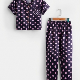 2 St Småbarn Flickor Krage Kofta Shorts Outfits Casual Polka Dot Pyjamas Set