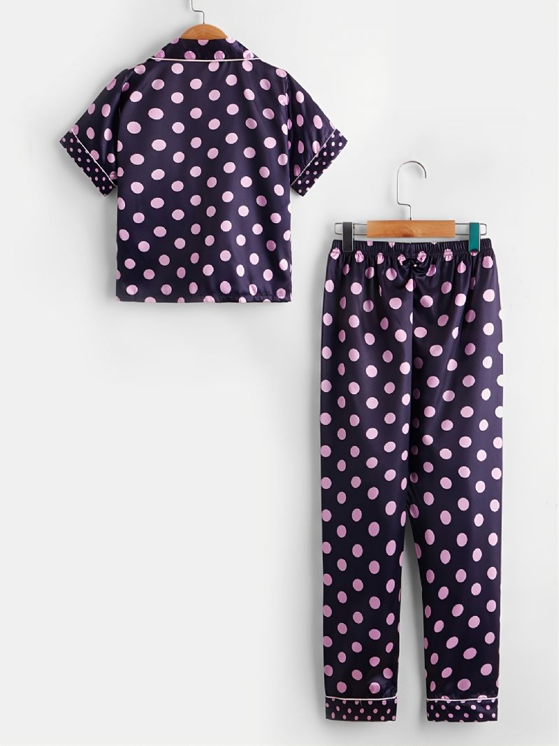 2 St Småbarn Flickor Krage Kofta Shorts Outfits Casual Polka Dot Pyjamas Set