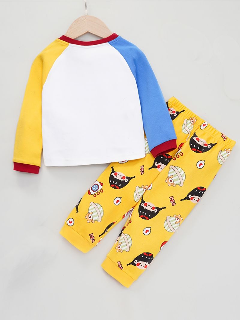 2 St Toddler Flickor Color Block Top & Tryckta Byxor