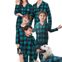 2023 Höst Vinter Ny Barnpläd Långärmad Lapel 2-delad Pyjamas Hemkläder