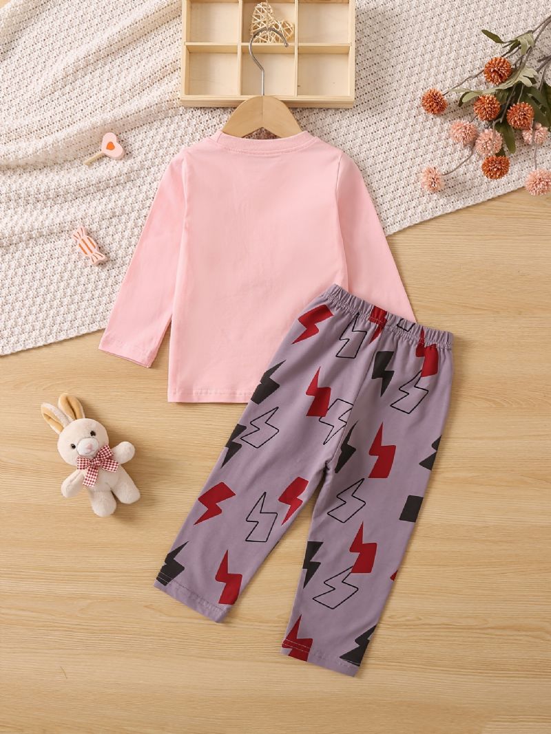 2st Barn Flickor Pyjamas Söta Djur Print Rund Hals Långärmad Topp & Byxor Set