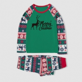 2st Christmas Älg Print Långärmad Pyjamas Set