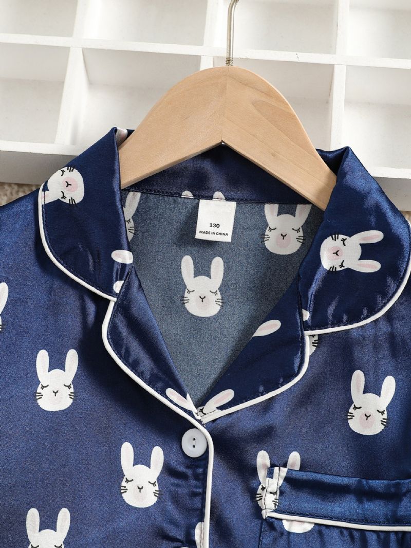 2st Flickor Kortärmad Pyjamas Hemkläder Set Cartoon Rabbit Pattern