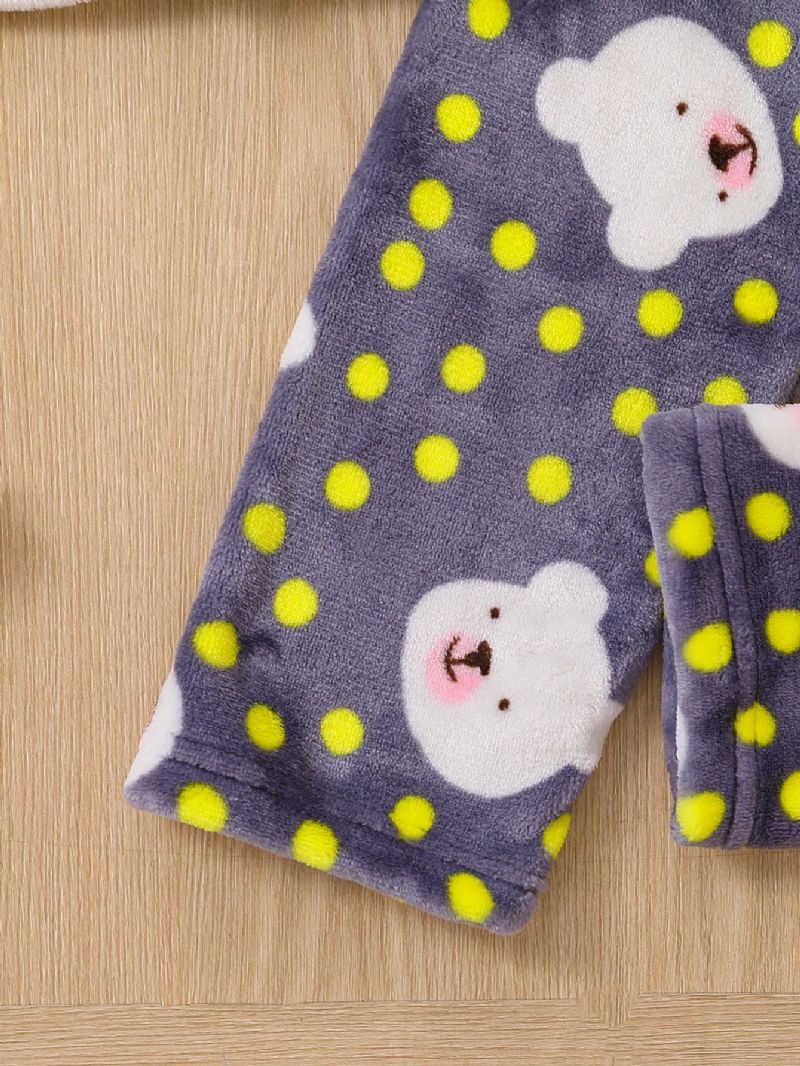2st Ny Höst Vinter Pojkar Och Flickor Förtjockad Flanellkofta Med Prickigt Björntryck Pyjamasset