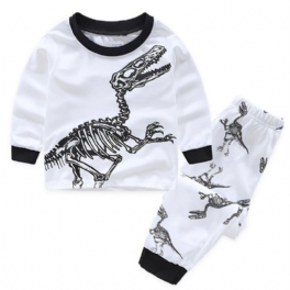 2st Pojkar Casual Crew Neck Dinosaur Print Pyjamas Sets Barnkläder