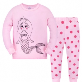 2st Småbarn Flickor Sjöjungfru Print Crew Neck Pyjamas Set