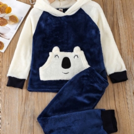 Barn Fluffy Casual Contrast Plain Pocket Pyjamas Set