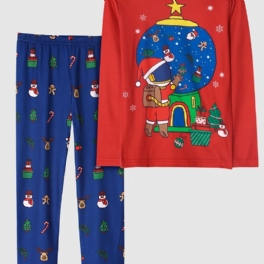 Barn Pojkar Pyjamas Jul Astronaut Print Rund Hals Långärmad Topp & Byxor Set