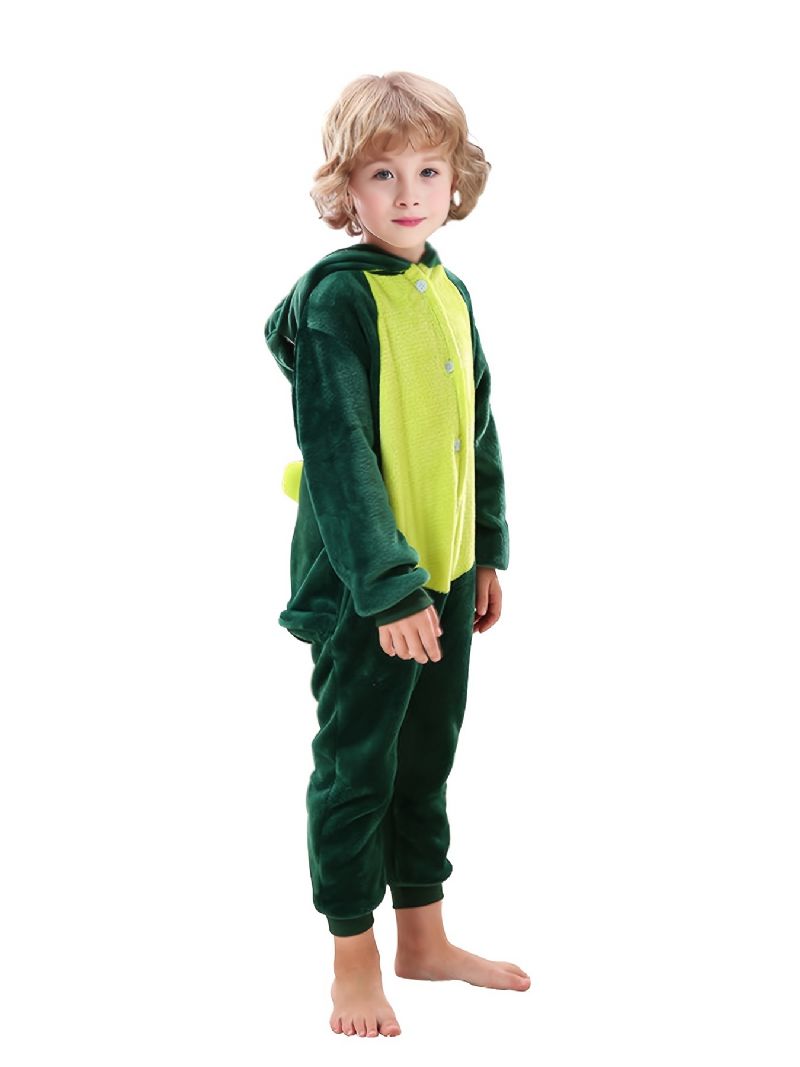 Barn Pojkar Pyjamas Med Huva Söt Djur Mjuk Varm Flanell Jumpsuit Cosplay Outfit