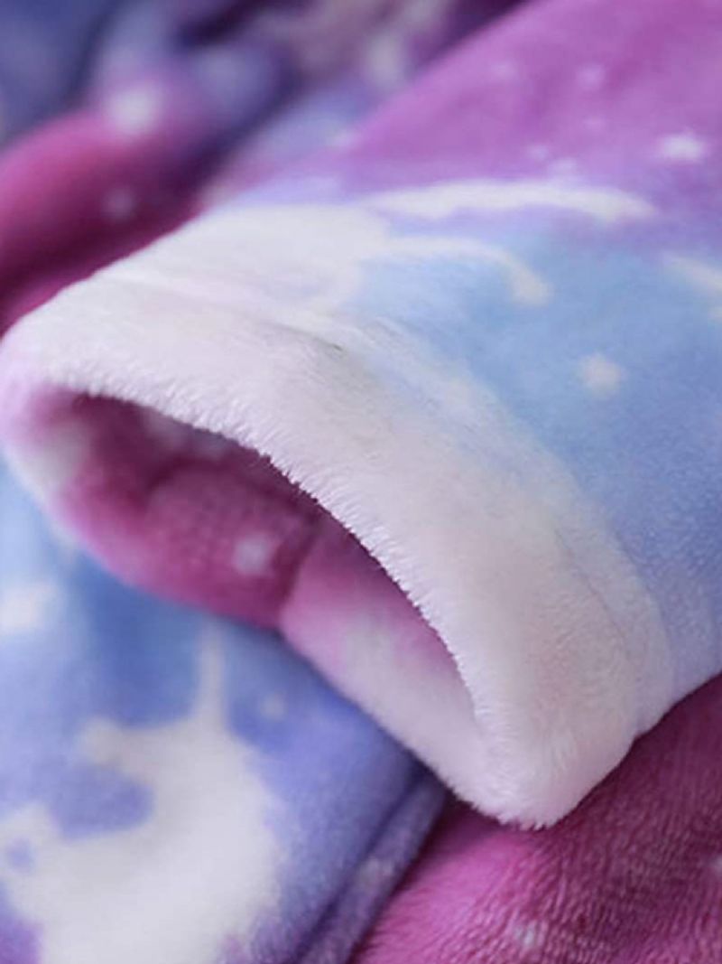 Bebis Flickor Huvmorgonrock Unicorn Flanell Pyjamas Mjukt Varmt Bälte Sovkläder Vinter Barnkläder