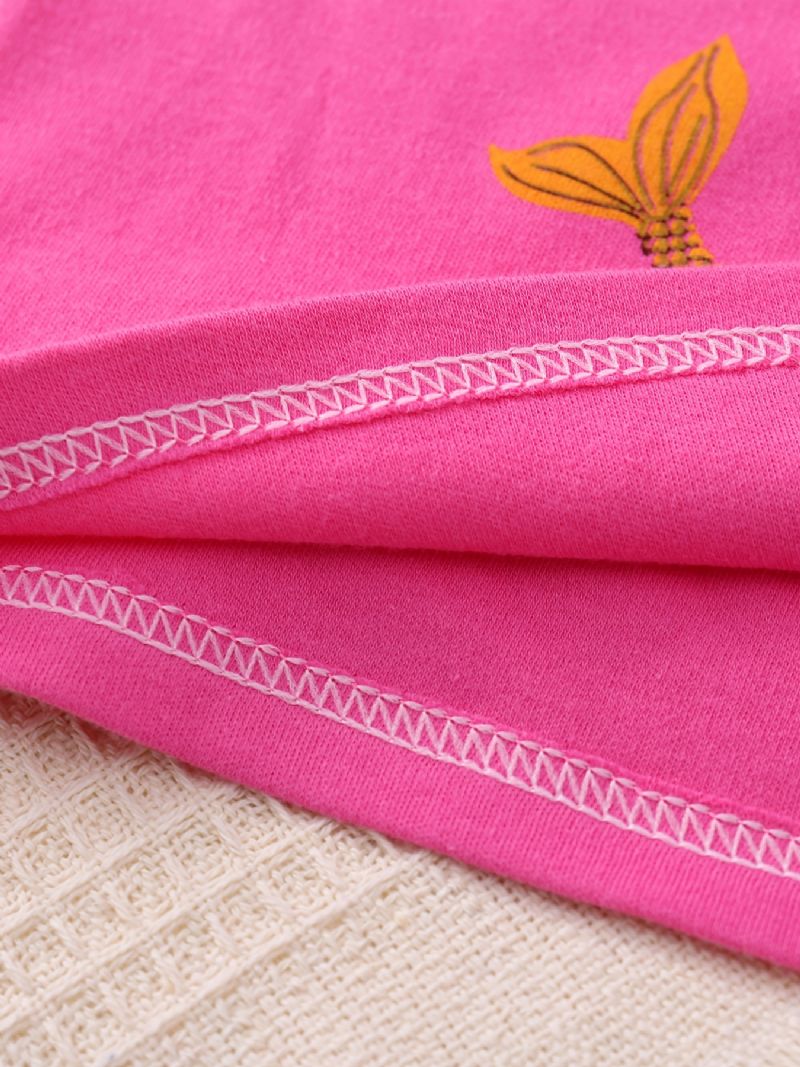 Bebis Flickor Pyjamas Familjeoutfit Tecknad Sjöjungfrutryck Rundhalsad Långärmad Topp Och Byxa Set